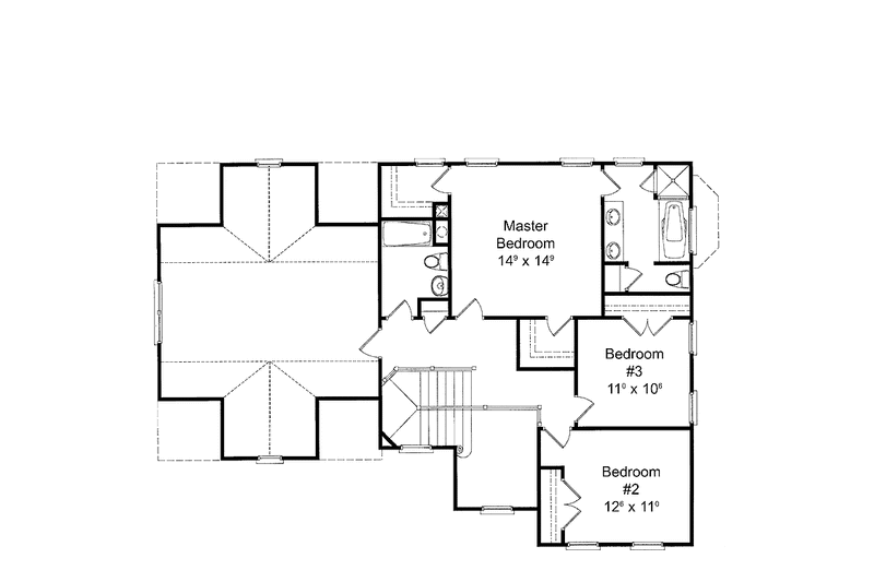 Home Plan - Floor Plan - Upper Floor for Colonial House Plan #429-289 - 3 bed, 2.5 bath