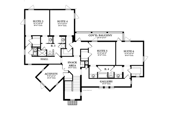 Floor Plan - Upper Floor for Mediterranean House Plan #1058-13 - 6 bed, 4.5 bath