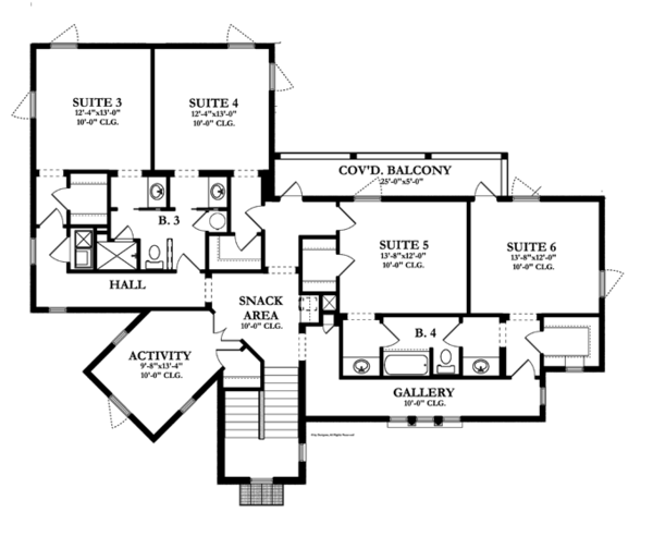 Mediterranean Floor Plan - Upper Floor Plan #1058-13