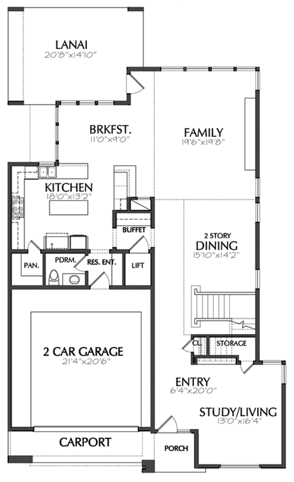 Architectural House Design - Contemporary Floor Plan - Main Floor Plan #1021-12