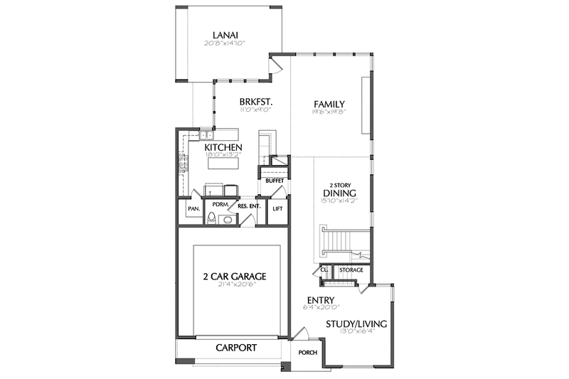 Architectural House Design - Floor Plan - Main Floor for Contemporary House Plan #1021-12 - 4 bed, 4.5 bath