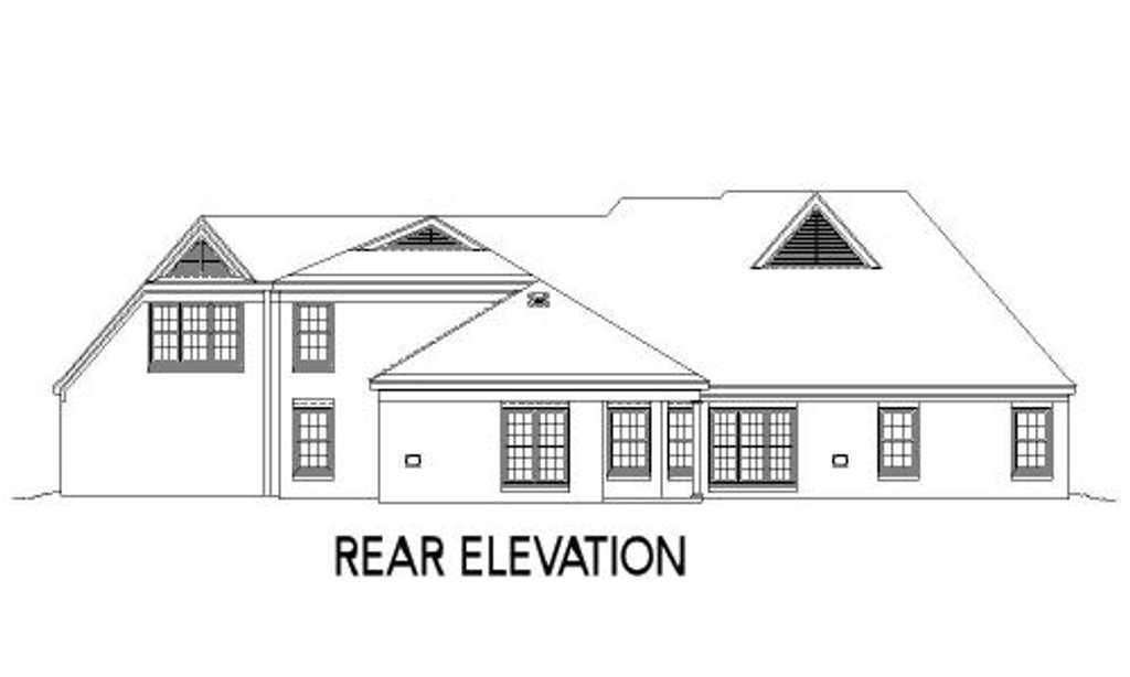 Exterior - Rear Elevation for European House Plan #81-1176 - 4 bed, 3 bath