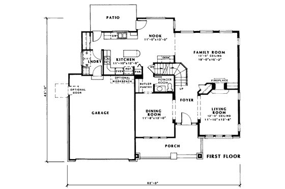 Floor Plan - Main Floor for Bungalow House Plan #312-369 - 4 bed, 2.5 bath