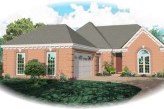 Exterior - Front Elevation for European House Plan #81-1051 - 3 bed, 2 bath