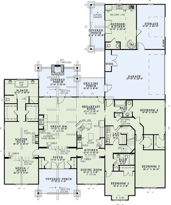 House Blueprint - Craftsman Floor Plan - Main Floor Plan #17-2445