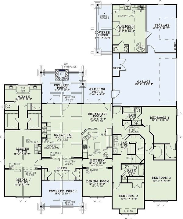 Craftsman Floor Plan - Main Floor Plan #17-2445