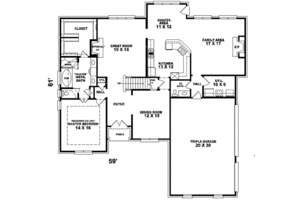 Floor Plan - Main Floor for Traditional House Plan #81-557 - 4 bed, 3.5 bath