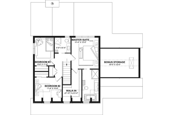 Floor Plan - Upper Floor for Classical House Plan #23-2864 - 3 bed, 2.5 bath