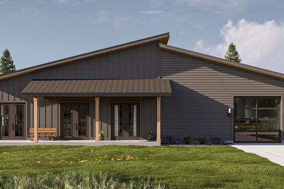 Exterior - Rear Elevation for Barndominium House Plan #455-254 - 2 bed, 2 bath