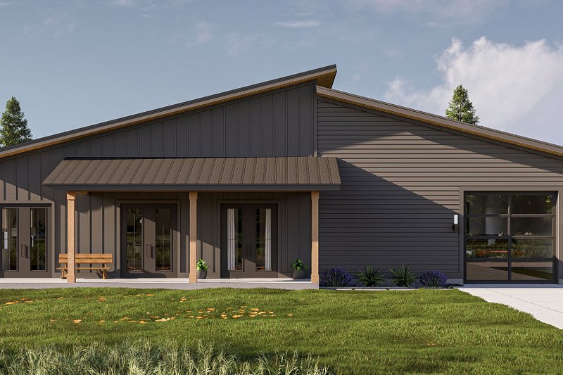 Home Plan - Exterior - Rear Elevation for Barndominium House Plan #455-254 - 2 bed, 2 bath