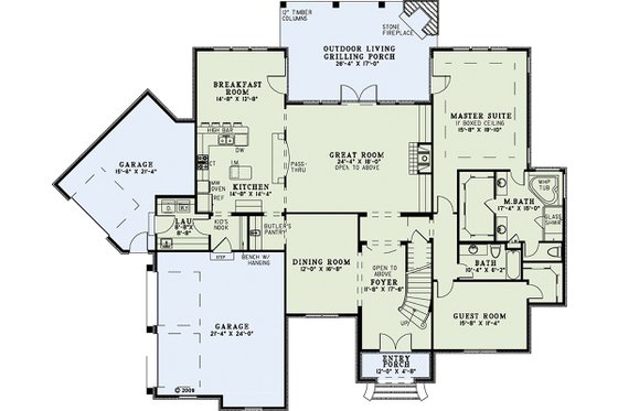 Floor Plan - Main Floor for European House Plan #17-2382 - 5 bed, 4 bath