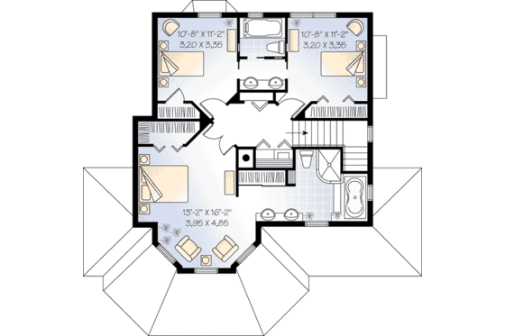Floor Plan - Upper Floor for Country House Plan #23-549 - 3 bed, 2.5 bath