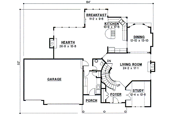Traditional Floor Plan - Main Floor Plan #67-593