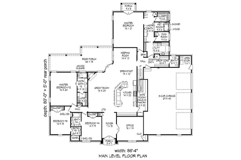 Architectural House Design - Floor Plan - Main Floor for European House Plan #932-28 - 5 bed, 6 bath