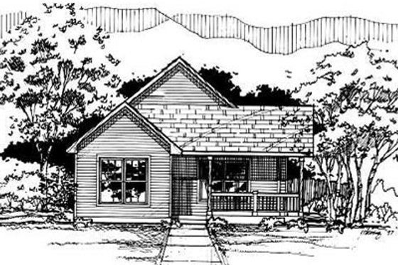 Exterior - Front Elevation for Traditional House Plan #50-221 - 3 bed, 1 bath