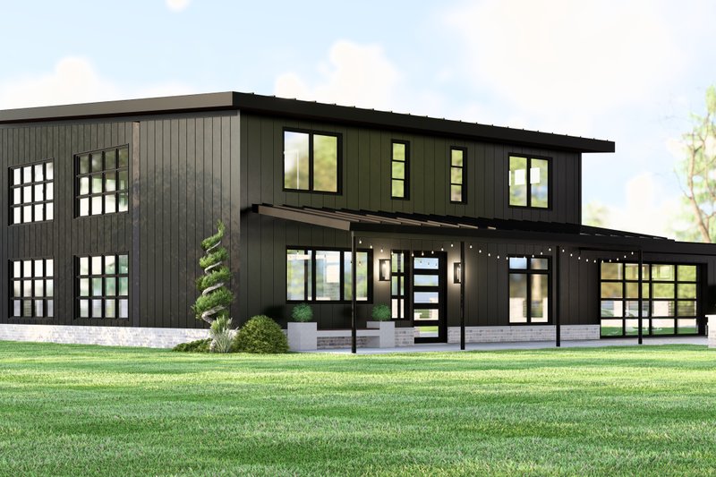Architectural House Design - Barndominium Exterior - Front Elevation Plan #1064-372