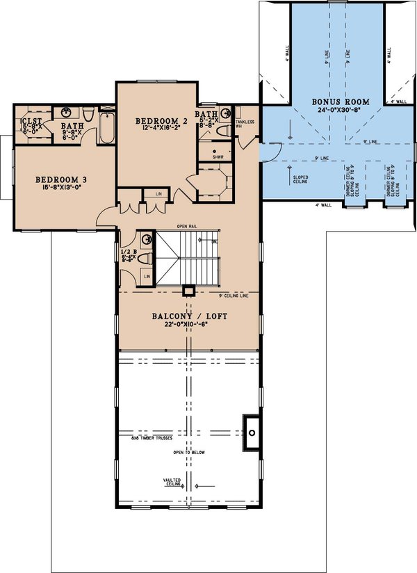 Farmhouse Floor Plan - Upper Floor Plan #923-373