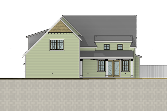 Exterior - Rear Elevation for Farmhouse House Plan #460-11 - 4 bed, 3.5 bath