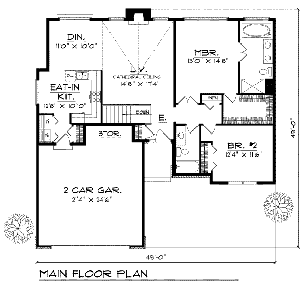 House Plan Design - Traditional Floor Plan - Main Floor Plan #70-122