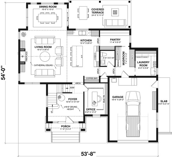 House Blueprint - Farmhouse Floor Plan - Main Floor Plan #23-2892