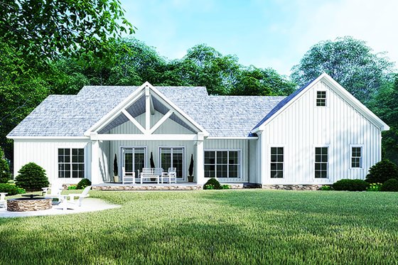 Exterior - Rear Elevation for Country House Plan #923-122 - 4 bed, 3 bath
