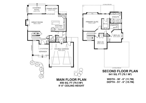 Architectural House Design - Floor Plan - Main Floor for Prairie House Plan #1100-102 - 3 bed, 2.5 bath