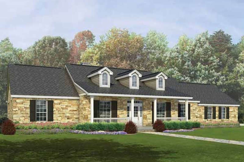 Architectural House Design - Ranch Exterior - Front Elevation Plan #935-2