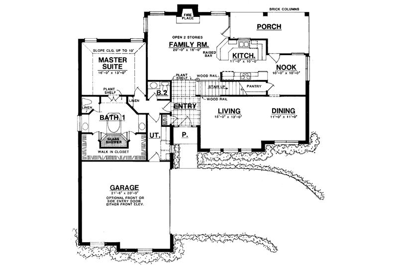 Home Plan - Floor Plan - Main Floor for Traditional House Plan #40-464 - 4 bed, 2 bath
