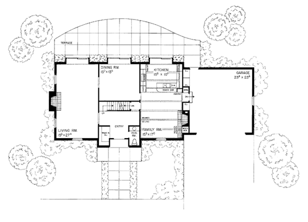Architectural House Design - Colonial Floor Plan - Main Floor Plan #72-606