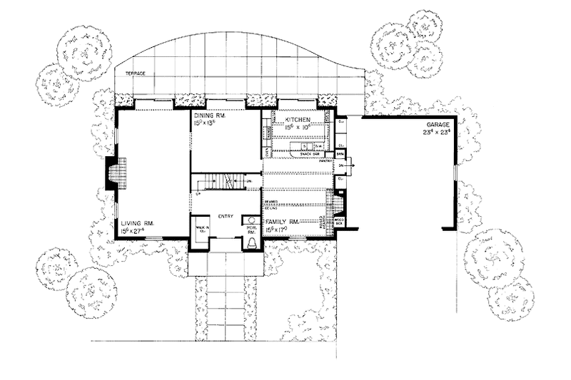 Home Plan - Floor Plan - Main Floor for Colonial House Plan #72-606 - 4 bed, 3.5 bath