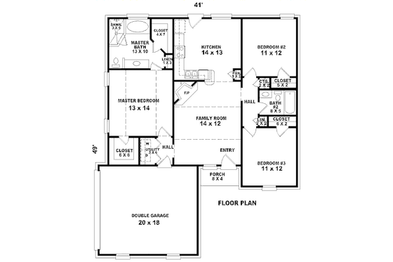 Floor Plan - Main Floor for European House Plan #81-13788 - 3 bed, 2 bath