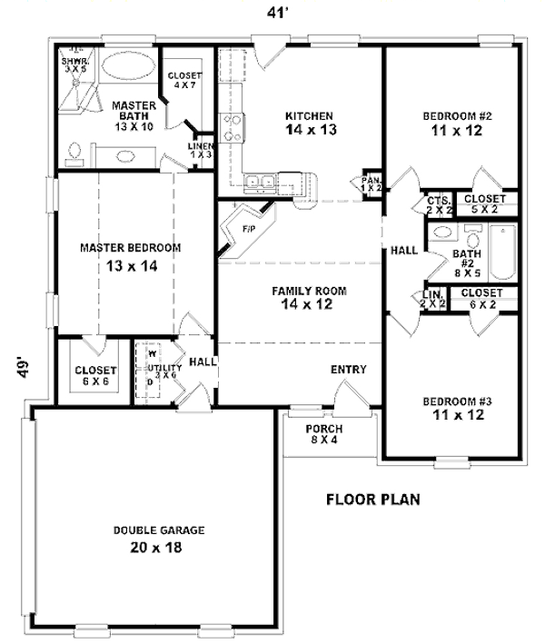 Floor Plan - Main Floor for European House Plan #81-13788 - 3 bed, 2 bath
