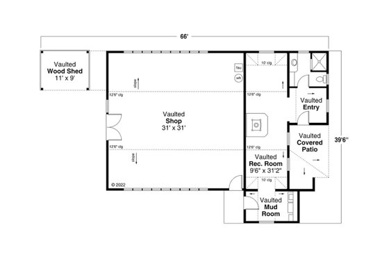 Floor Plan - Main Floor for Country House Plan #124-1306, 1 bath