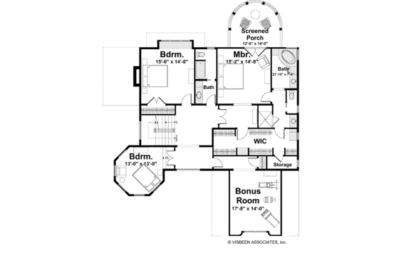Floor Plan - Upper Floor for Craftsman House Plan #928-34 - 3 bed, 3 bath