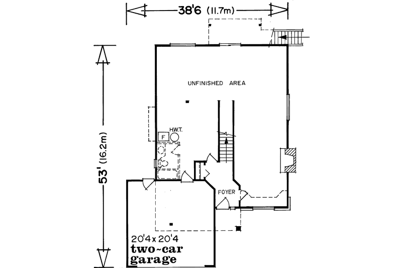 Home Plan - Floor Plan - Lower Floor for Contemporary House Plan #47-1043 - 3 bed, 2 bath