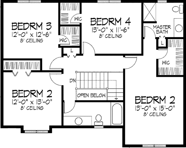 Dream House Plan - Country Floor Plan - Upper Floor Plan #51-769