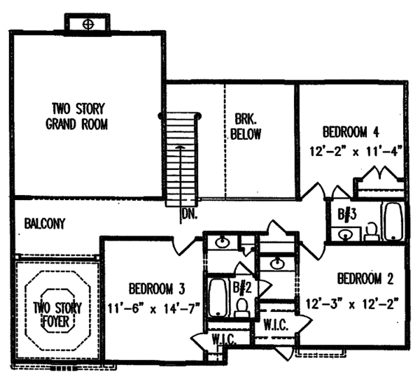 House Design - Traditional Floor Plan - Upper Floor Plan #54-242