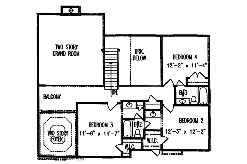 House Blueprint - Floor Plan - Upper Floor for Traditional House Plan #54-242 - 4 bed, 3.5 bath