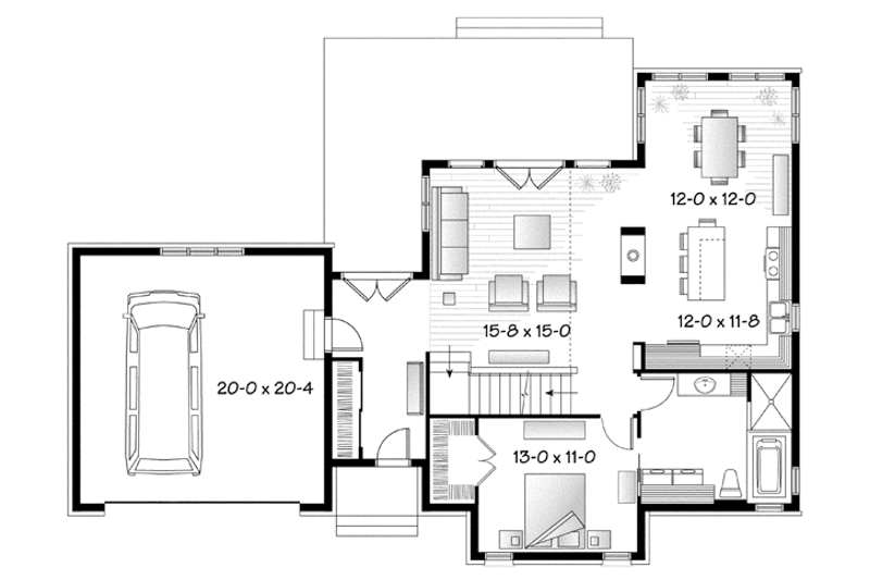 Home Plan - Floor Plan - Main Floor for Country House Plan #23-2590 - 3 bed, 2 bath