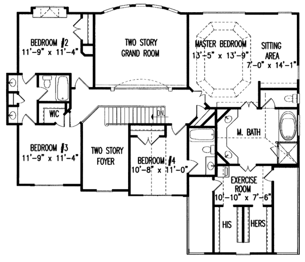 Architectural House Design - Country Floor Plan - Upper Floor Plan #54-218