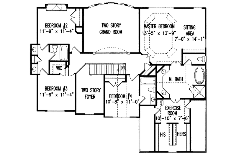 Architectural House Design - Floor Plan - Upper Floor for Country House Plan #54-218 - 5 bed, 4 bath