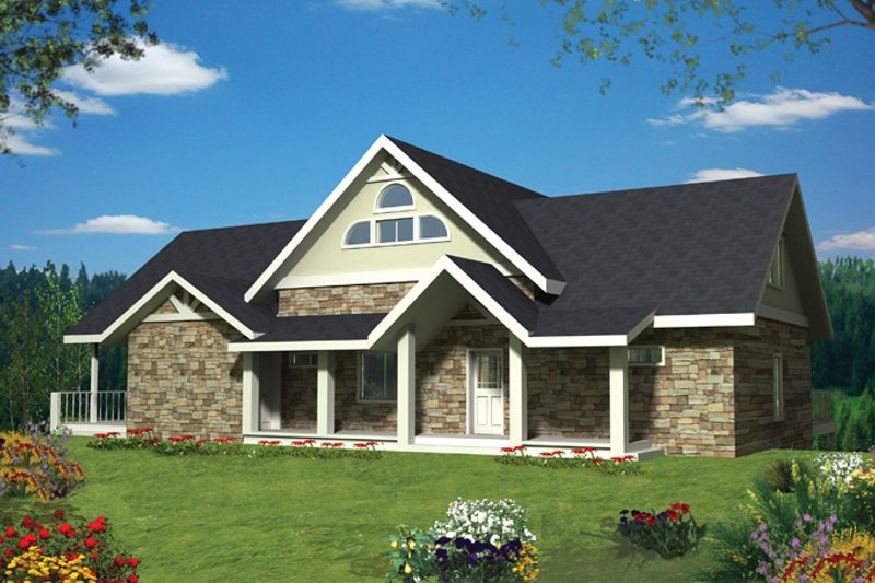 Home Plan - Exterior - Front Elevation 3 for Ranch House Plan #117-856 - 4 bed, 2 bath
