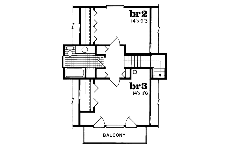 Dream House Plan - Floor Plan - Upper Floor for Contemporary House Plan #47-658 - 3 bed, 1.5 bath