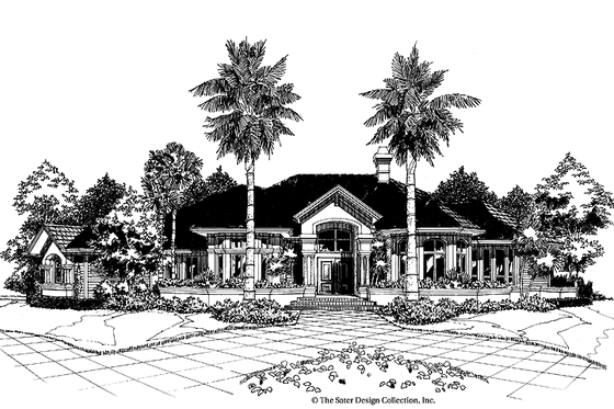 Exterior - Front Elevation 3 for Mediterranean House Plan #930-40 - 3 bed, 3.5 bath