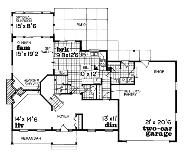 House Blueprint - Colonial Floor Plan - Main Floor Plan #47-849