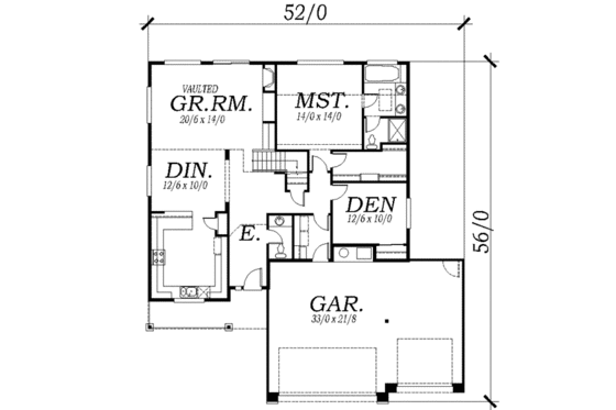 Floor Plan - Main Floor for Traditional House Plan #130-102 - 4 bed, 2.5 bath