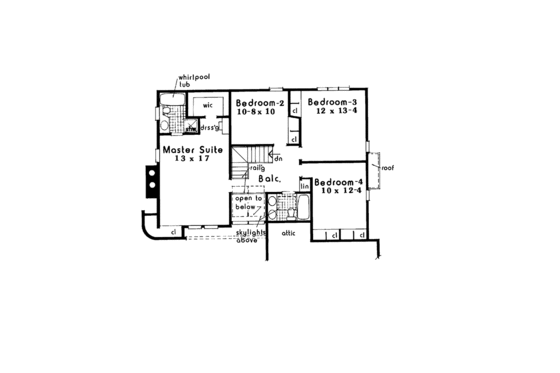 Floor Plan - Upper Floor for Traditional House Plan #3-334 - 4 bed, 2.5 bath