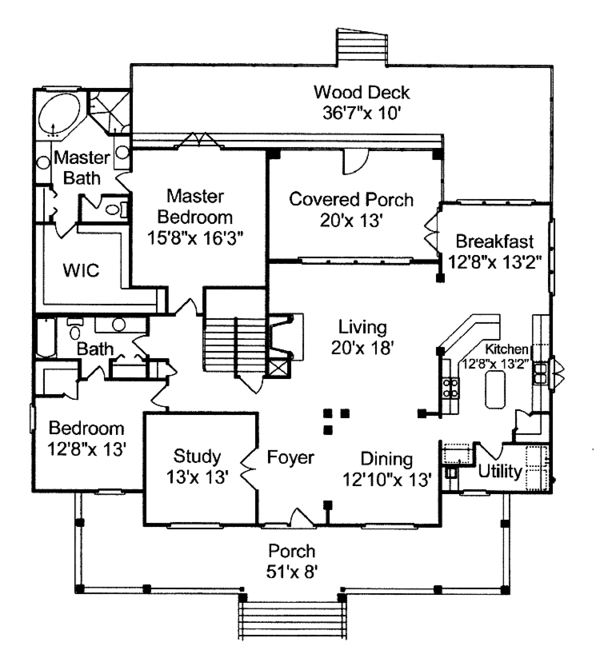 Dream House Plan - Country Floor Plan - Main Floor Plan #37-253