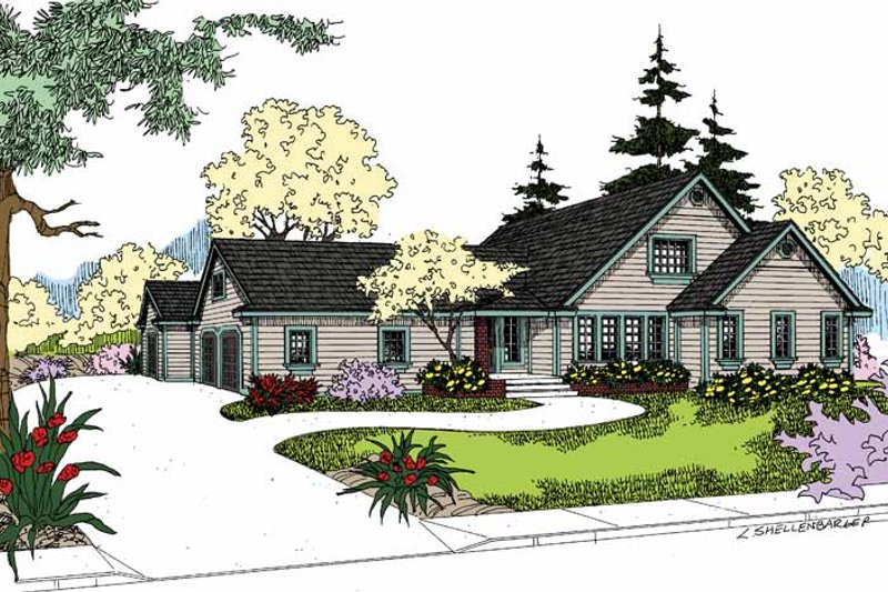 Architectural House Design - Craftsman Exterior - Front Elevation Plan #60-1003