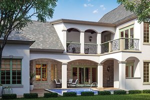 Exterior - Rear Elevation for European House Plan #930-445 - 4 bed, 5 bath